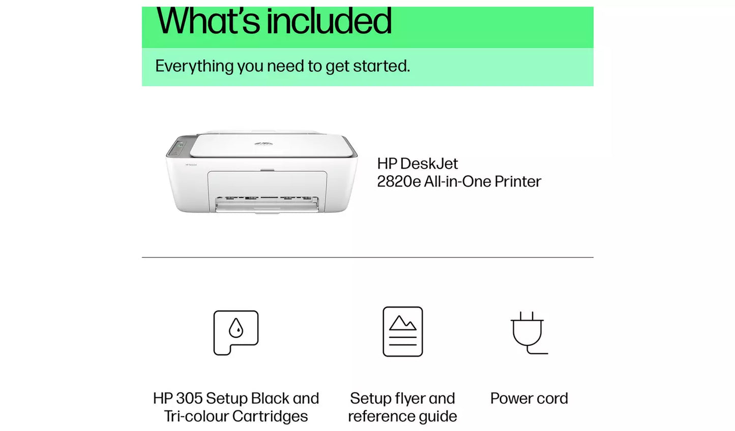 HP DeskJet 2820e All-in-One Wireless Printer + 3 Months of Instant Ink