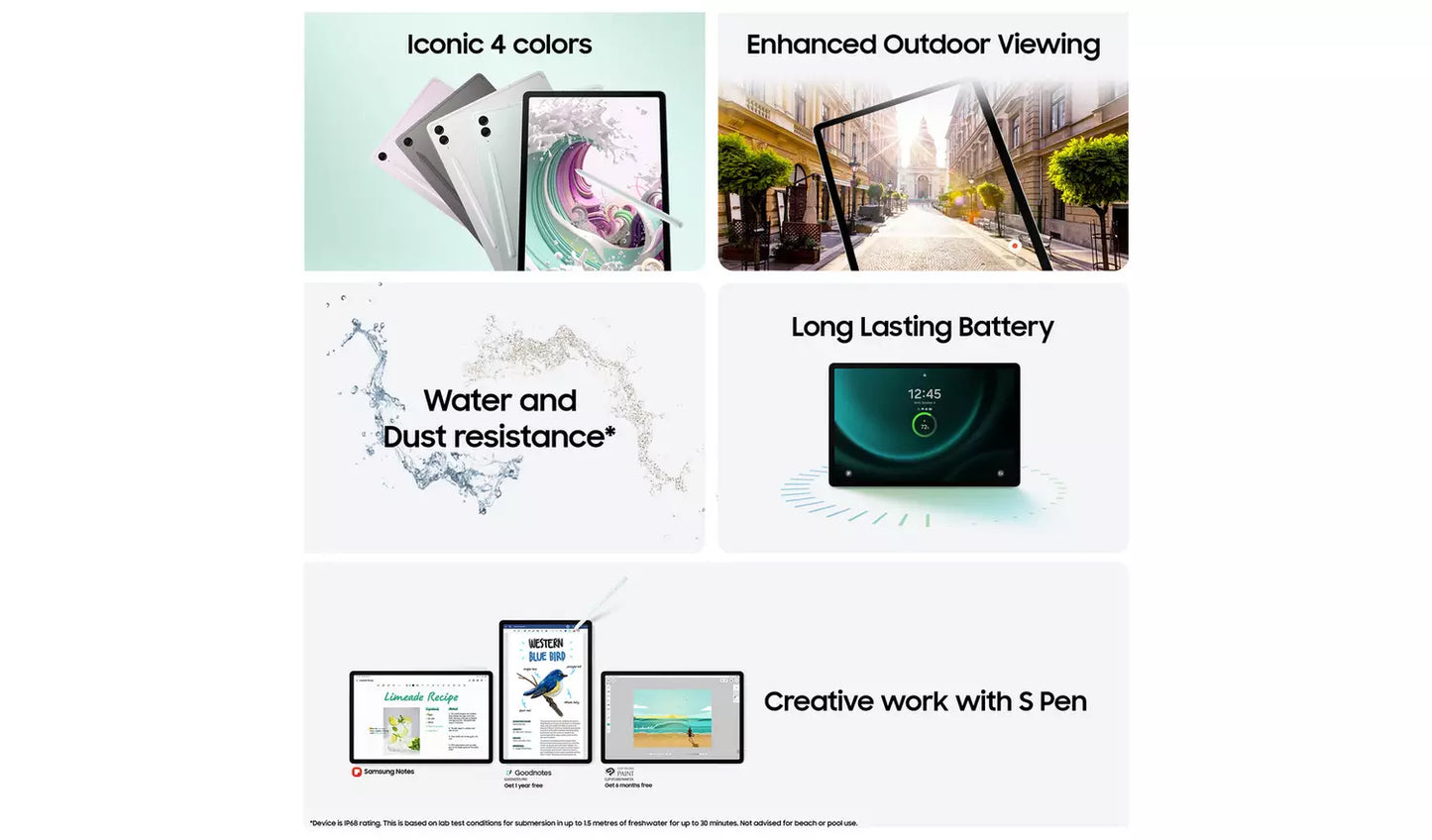 Samsung Galaxy Tab S9 FE – 10.9" Tablet (128GB, Grey/Silver, Wi-Fi & 5G)