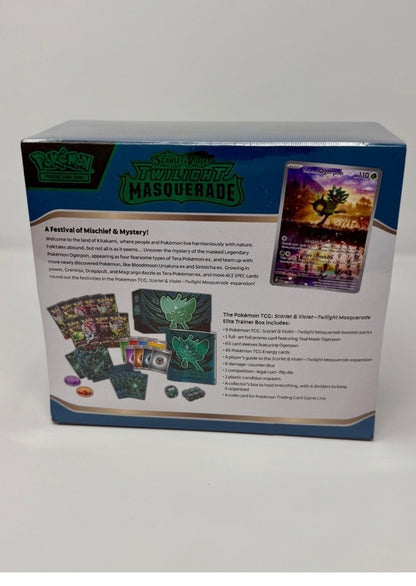 Pokémon TCG: Scarlet & Violet—Twilight Masquerade Elite Trainer Box (1 Full-Art Teal Mask Ogerpon Promo Card, 9 Boosters & Premium Accessories)