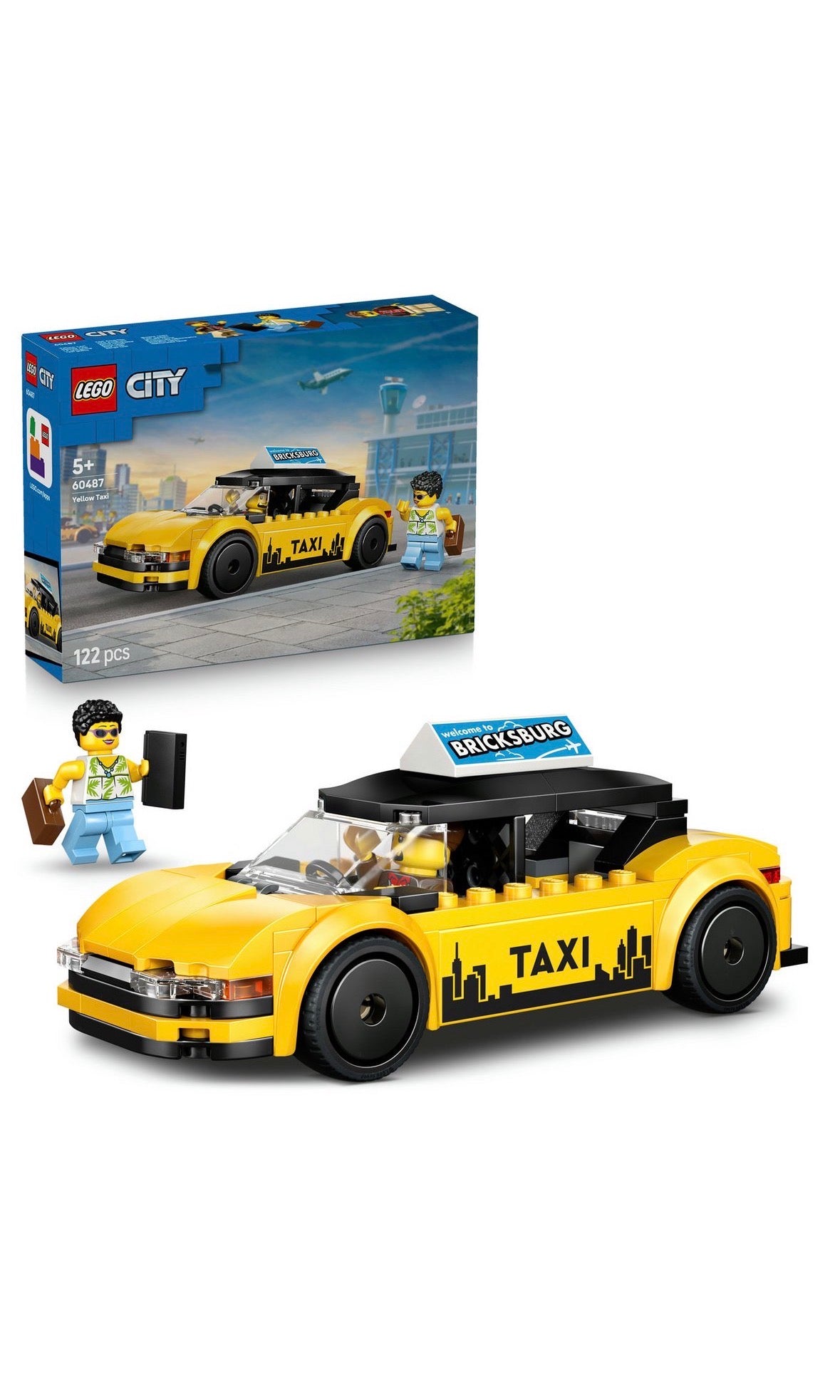 LEGO City Yellow Taxi Toy - Model Car with Minifigures 60487